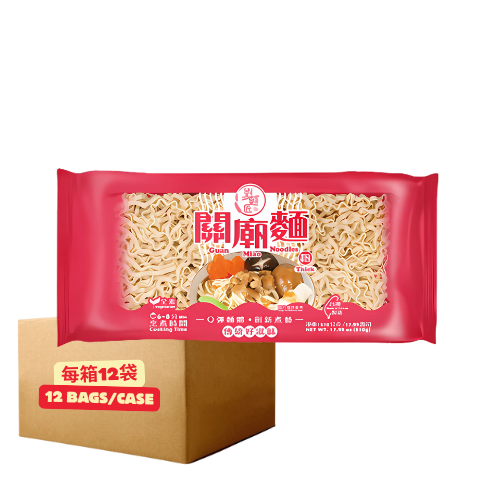 LMJ Guan Miao Noodles(12 per carton) 劉麵匠 - 關廟麵(粗)510g(每箱12袋)