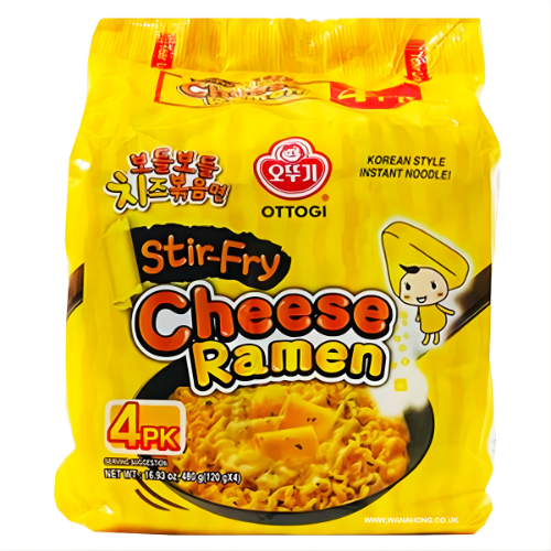 Ottogi Bodul Stir Fry Cheese Ramen [Spicy] (Pack of 4) 不倒翁 芝士拌麵 [辣味] 4包裝