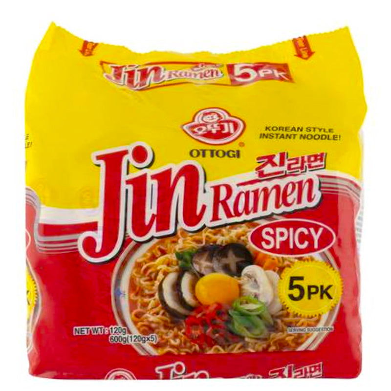 不倒翁 金拉面 (辣) 5連包Ottogi Jin Ramen Hot 120g (Multi)